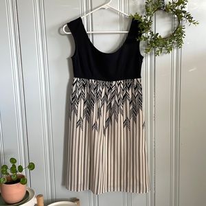 Black dress with print bottom, size 2